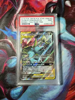2019 POKEMON SM BLACK STAR PROMO #SM167 FULL ART/CELEBI & VENUSAUR GX PSA 9 - Image 1
