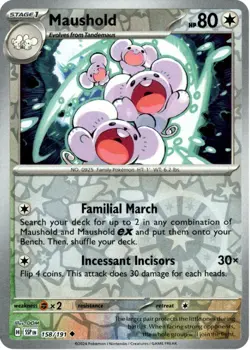 Maushold 158/191 REVERSE HOLO | SV8 Surging Sparks | Pokemon Card TCG | NM - Image 1