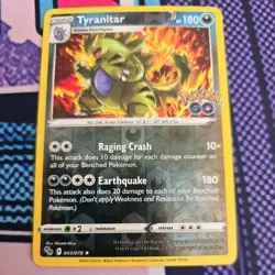 Tyranitar Pokemon GO 043/078 Reverse Holo Rare Stamped Pokemon Card TCG - Image 1