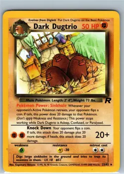 Pokemon Card Dark Dugtrio Team Rocket 23/82 Regular Unlimited Rare Non Holo WOTC - Image 1