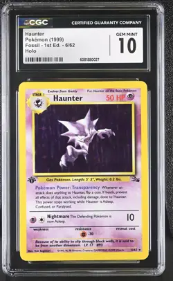 CGC 10 GEM MINT Haunter 1999 Fossil 1st Edition 6/62 Holo Pokemon Card - Image 1