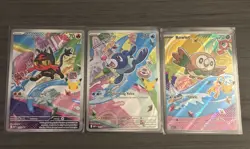 Pokemon TCG SM-P Promo Lot Rowlet Litten Popplio Holo English 3 Cards - Image 1