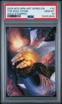 2025 MTG MARVEL'S SPIDER-MAN ART SER GOLD STAMPED #10 THE SOUL STONE PSA 10 - Image 1
