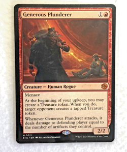 Mtg **Generous Plunderer** Outlaws of Thunder Junction - Mythic Rogue - Red - NM - Image 1
