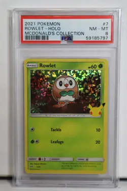 2021 POKEMON Rowlet HOLO MCDONALD'S COLLECTION #7 PSA 8 NM-MINT - Image 1