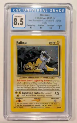 CGC 8.5 Raikou 13/64 Holo Neo Revelation Pokemon 2001 Subgrades - Image 1