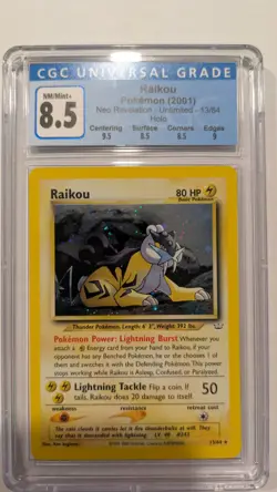 CGC 8.5 Raikou 13/64 Holo Neo Revelation Pokemon 2001 Subgrades - Image 2