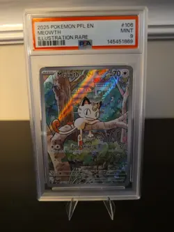 Meowth 106/094 Illustration Rare Pfl En-phantasmal Flames Pokemon PSA 9 - Image 1