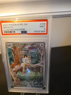 Meowth 106/094 Illustration Rare Pfl En-phantasmal Flames Pokemon PSA 9 - Image 3