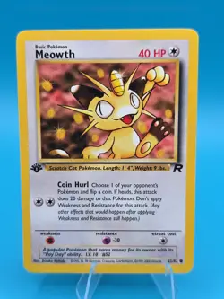 Pokemon TCG Meowth Team Rocket 62/82 Regular 1st Edition Common - Image 1