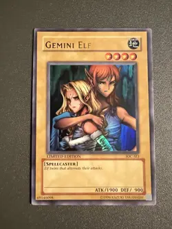Yugioh Gemini Elf IOC-SE1 Limited Edition Ultra Rare HP/Damaged - Image 1