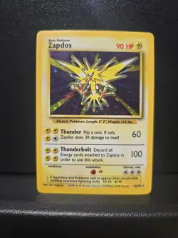 Zapdos 16/102 Pokemon Card Unlimited Edition Holo Rare Base Set 1999 HP - Image 1