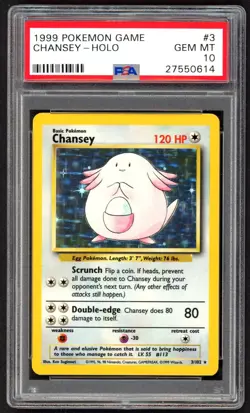 Pokemon Cards - PSA 10 Chansey 3/102 - Base Set - GEM MT - PSA10 - Image 1