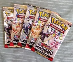 Pokemon Prismatic Evolutions Booster Pack SEALED Pokemon TCG Cards Lot Of 5 - Image 1