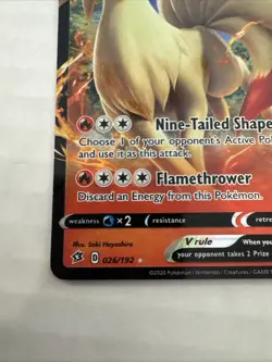 Pokemon Ninetales V Holo Rebel Clash 26 NM Card TCG - Image 2