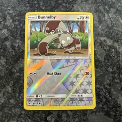 REVERSE HOLO Pokemon Card Sun Moon Crimson Invasion Card Bunnelby 87/111 - Image 1