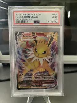 2021 POKEMON SWORD & SHIELD EVOLVING SKIES #051 FA/JOLTEON VMAX EVOLVING Psa 9 - Image 1