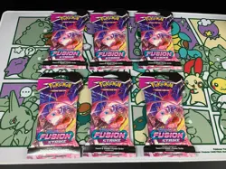 Pokemon TCG 6x Fusion Strike SWSH Sleeved Booster Packs Brand New Sealed Mew - Image 1