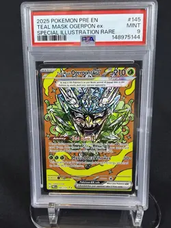 Pokemon Prismatic Evolutions Teal Mask Ogerpon EX #145/131 PSA 9 MINT - Image 1