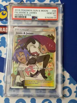PSA 10 Pokemon Hidden Fates Jessie and James 68/68 Full Art Holo - Image 1