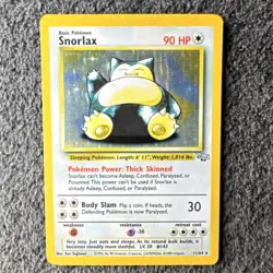Pokemon TCG Snorlax Jungle 11/64 Holo Rare 90 HP Body Slam 30 1999 - Image 1