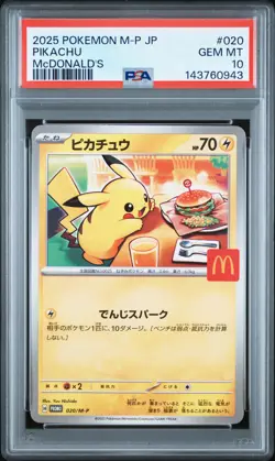 2025 POKEMON JAPANESE M-P PROMO MCDONALD'S #020 PIKACHU PSA 10 - Image 1