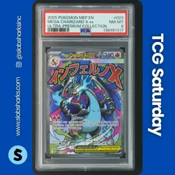 2025 POKEMON MEP EN-ME BLACK STAR PROMO #023 MEGA CHARIZARD X EX PSA 8 - Image 1