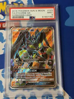 2018 POKEMON SUN & MOON FORBIDDEN LIGHT #123 FULL ART/ZYGARDE GX PSA 9 - Image 1