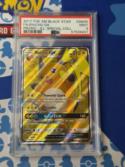 PSA 9 2017 POKEMON SM BLACK STAR PROMO #SM90 FULL ART/RAICHU GX - Image 1