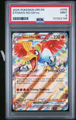 2025 POKEMON DRI EN-DESTINED RIVALS #039 ETHAN'S HO-OH EX PSA 9 - Image 1