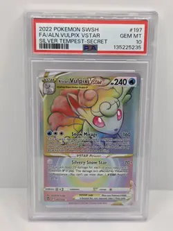 Alolan Vulpix VSTAR (Secret) 197/195 Swsh12 Silver Tempest PSA 10 Pokemon TCG - Image 1
