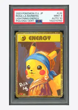 Pokemon PSA 9 AUTO 10 Lightning Energy Holo Rosa a Barbera 2023 #LIG CLL JPN - Image 1