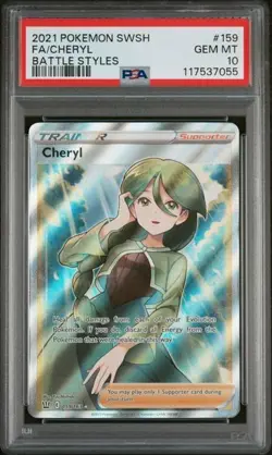 PSA 10 Gem Mint Cheryl 159/163 Battle Styles Trainer Holo Full Art Pokemon Card - Image 1