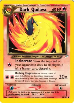 Pokemon TCG Dark Quilava Regular 39/105 Neo Destiny Unlimited MP - Image 1