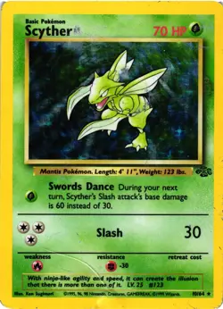 Pokemon TCG Scyther 10/64 Jungle Basic 70 HP Holo Rare Unlimited DMG - Image 1