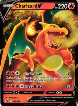 Pokemon TCG 018/159 Charizard V SWSH Crown Zenith Full Art Ultra Rare Holo NM - Image 1