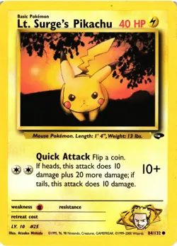 Pokemon TCG Gym Heroes Lt. Surge's Pikachu 81/132 Common DMG - Image 1