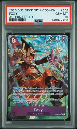 LOW POP!!!! PSA GEM MT 10 - Foxy 036 One Piece Op14-Eb04-The Azure Sea'S Seven - Image 1