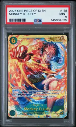 One Piece - Carrying on His Will - Monkey.D.Luffy - OP13-118 SEC - PSA 9 - Image 1