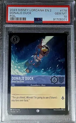 2023 Donald Duck - Deep Sea Diver Disney Lorcana EN 2 Foil ROTF #178 PSA 10 GM - Image 1