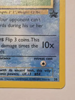 ​2000 Pokemon Psyduck #20 Wizards Black Star Promo WOTC Vintage League Card NM - Image 3