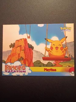 #57 Playtime - Pikachu's Vacation - Pokemon Topps Card Black Logo - Image 1