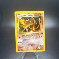 Blaine's Charizard 2/132 Gym Challenge Pokemon Card Vintage Holo SWIRL NM/LP -g - Image 1