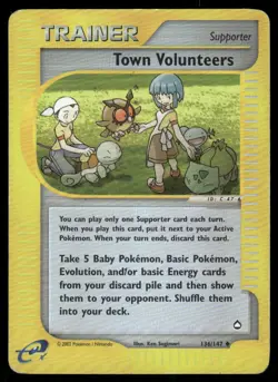 Pokemon Cards Town Volunteers 136/147 Aquapolis Uncommon MP - Image 1