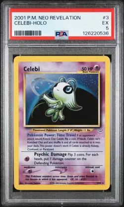 PSA 5 EX Celebi Neo Revelation Holo Rare Pokemon Card 3/64 - Image 1