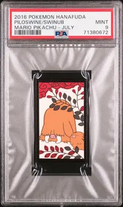 Piloswine & Swinub PSA 9 2016 Pokemon Hanafuda Mario Pikachu July Japanese Card - Image 1