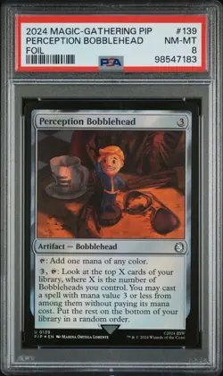 MTG Perception Bobblehead Fallout 0139 Foil Uncommon PSA 8 VAULT BOY PIP - Image 1