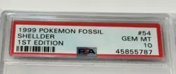 1999 Pokemon 1st Edition Fossil Shellder #54 Card WOTC TCG Gem Mint PSA 10 💎 - Image 4