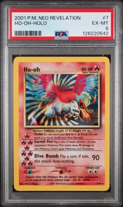 PSA 6 EX-MT Ho-oh Neo Revelation Holo Rare Pokemon Card 7/64 - Image 1