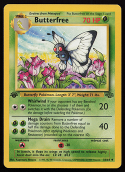 1st Edition Butterfree 33/64 Uncommon 1999 Jungle WOTC Pokemon Cards LP! - Image 1